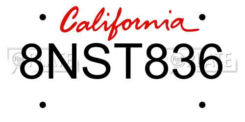8NST836 California License Plate