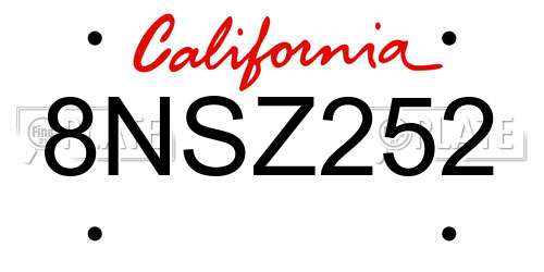 8NSZ252 California License Plate