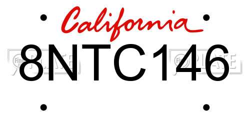 8NTC146 California License Plate