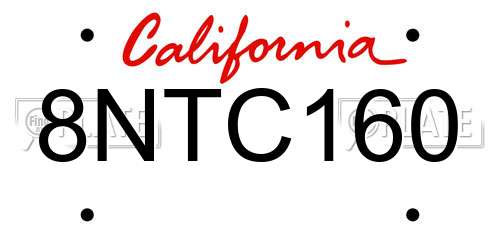 8NTC160 California License Plate