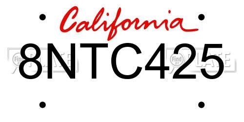 8NTC425 California License Plate