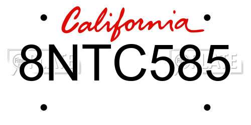 8NTC585 California License Plate
