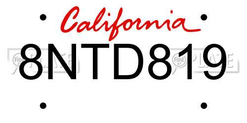 8NTD819 California License Plate