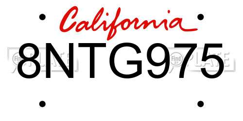 8NTG975 California License Plate