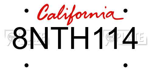 8NTH114 California License Plate