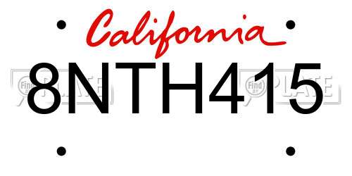 8NTH415 California License Plate