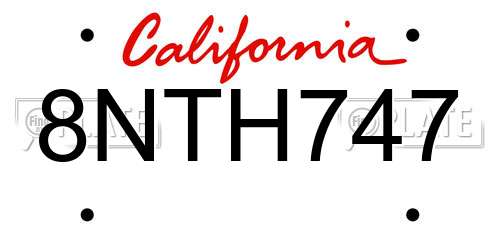 8NTH747 California License Plate