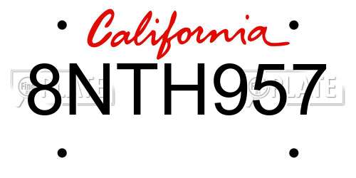 8NTH957 California License Plate