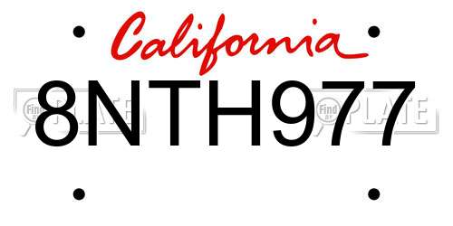 8NTH977 California License Plate