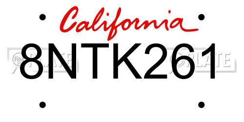 8NTK261 California License Plate