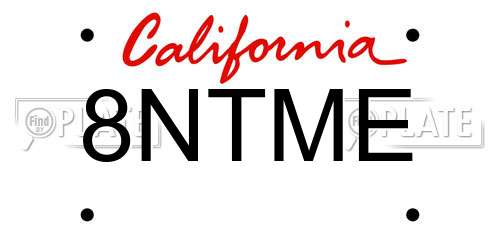 8NTME California License Plate