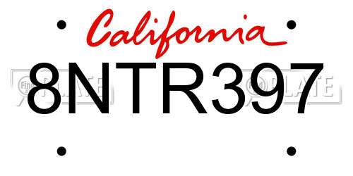 8NTR397 California License Plate