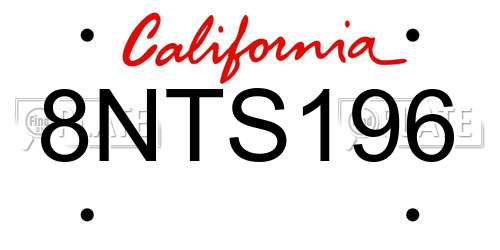 8NTS196 California License Plate
