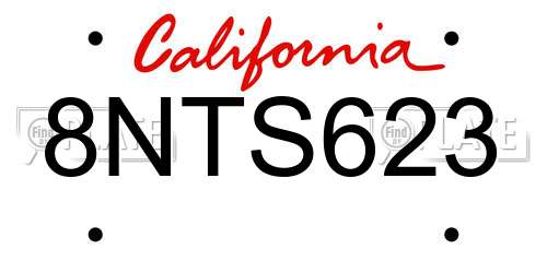 8NTS623 California License Plate