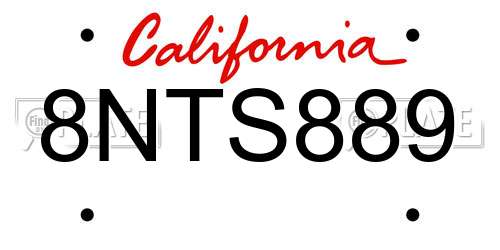 8NTS889 California License Plate