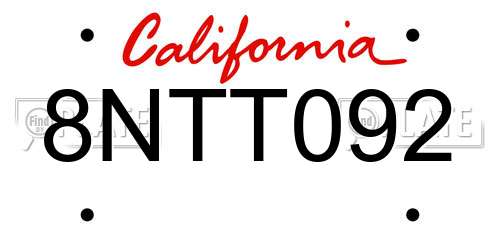 8NTT092 California License Plate