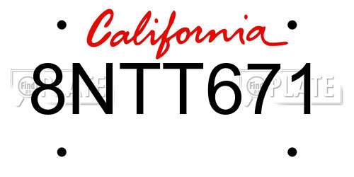 8NTT671 California License Plate