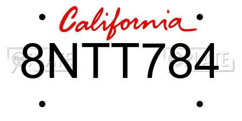 8NTT784 California License Plate