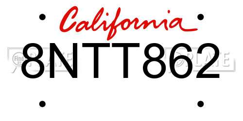 8NTT862 California License Plate