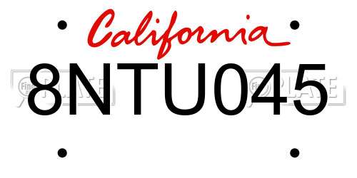 8NTU045 California License Plate