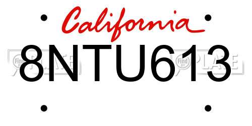 8NTU613 California License Plate