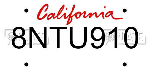 8NTU910 California License Plate
