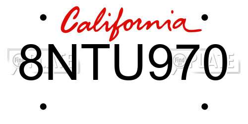 8NTU970 California License Plate