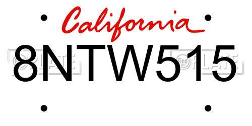 8NTW515 California License Plate
