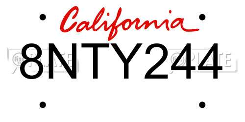 8NTY244 California License Plate