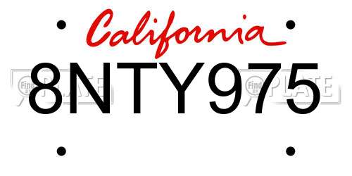 8NTY975 California License Plate