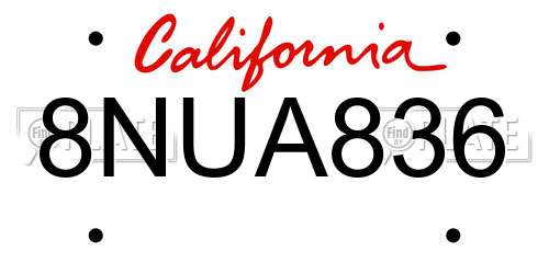 8NUA836 California License Plate
