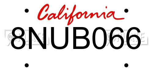 8NUB066 California License Plate