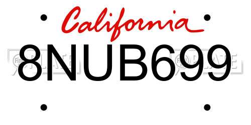 8NUB699 California License Plate