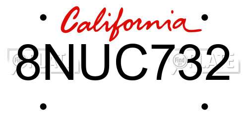 8NUC732 California License Plate