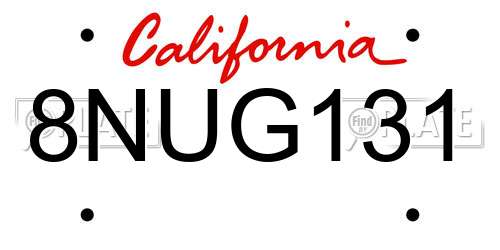 8NUG131 California License Plate
