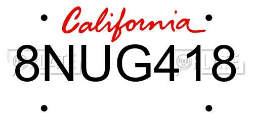 8NUG418 California License Plate