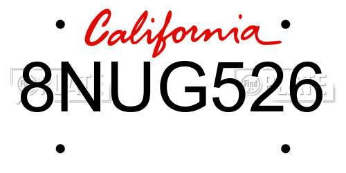 8NUG526 California License Plate
