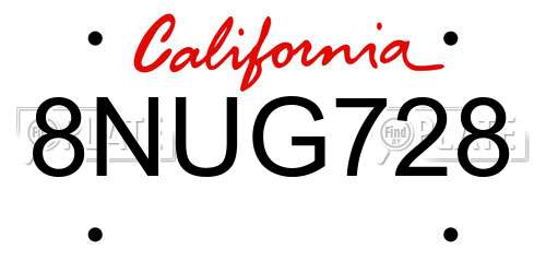 8NUG728 California License Plate