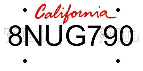 8NUG790 California License Plate