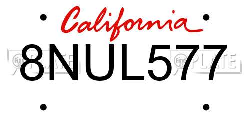 8NUL577 California License Plate