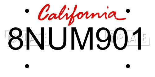 8NUM901 California License Plate