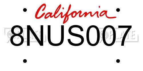 8NUS007 California License Plate