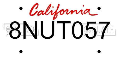 8NUT057 California License Plate