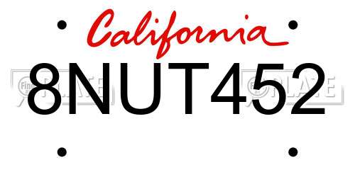 8NUT452 California License Plate