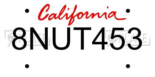 8NUT453 California License Plate