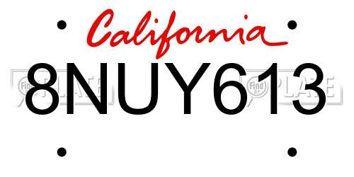 8NUY613 California License Plate