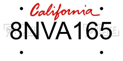 8NVA165 California License Plate