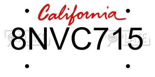8NVC715 California License Plate