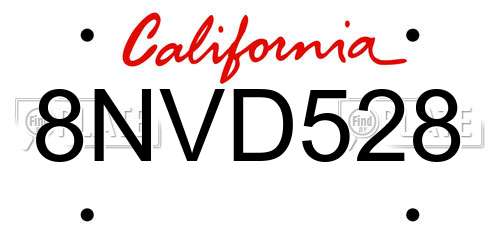 8NVD528 California License Plate