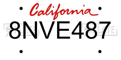 8NVE487 California License Plate
